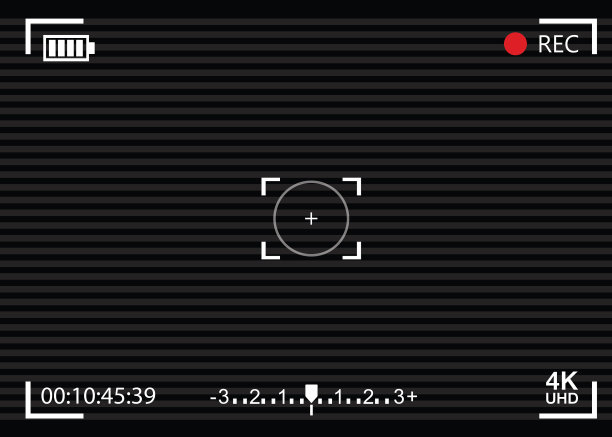 界面取景器数码相机设置在黑色背景。矢量插图。相机的取景器。图片下载