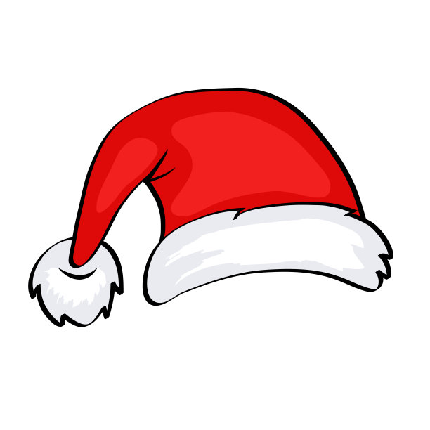 红色圣诞老人的帽子在卡通风格的白色为圣诞贺卡设计，股票矢量插图图片下载