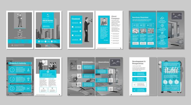 小册子创意设计。多用途模板，包括封面，封底和内页。图片下载