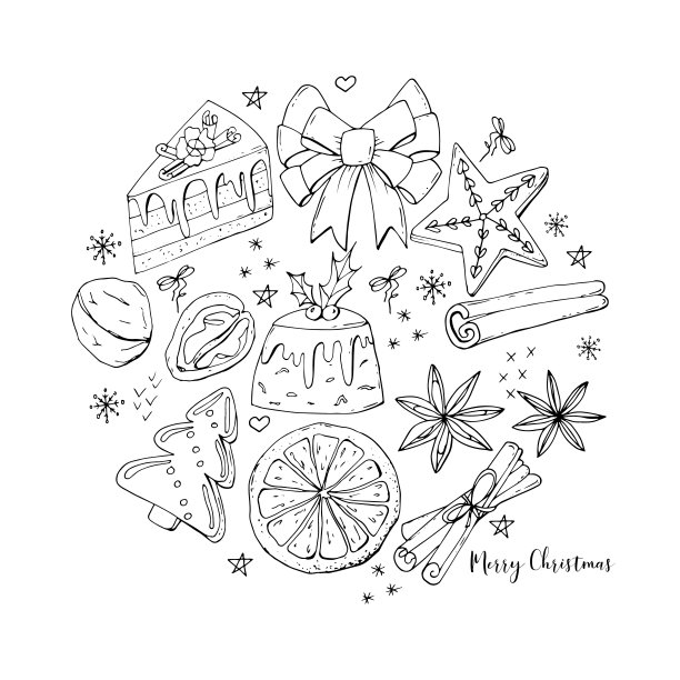 在白色背景上孤立的圆圈圣诞款待。图片下载