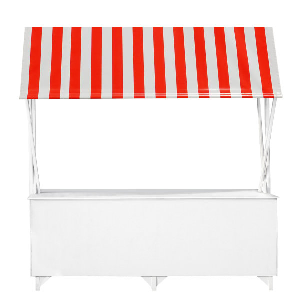 红白条纹遮阳篷的街边市场摊位图片下载