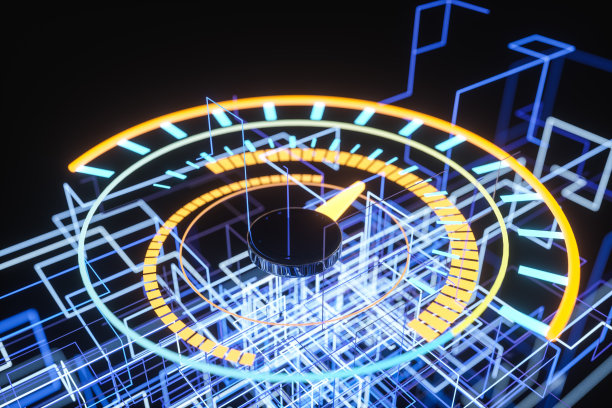 数字绘制的仪表板发光线，3d渲染。图片下载