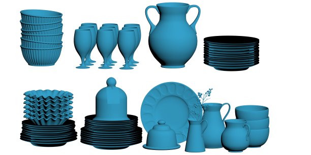 厨房用具和物体的3d渲染图片下载