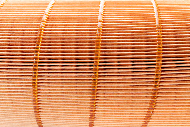 纹理橙色的纸过滤空气净化系统关闭备件。图片下载