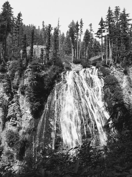 雷尼尔山国家公园的瀑布图片下载