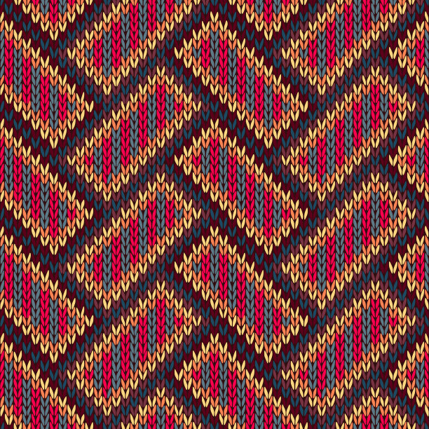 无缝针织图案。黄色橙色红色蓝色棕色背景图片下载