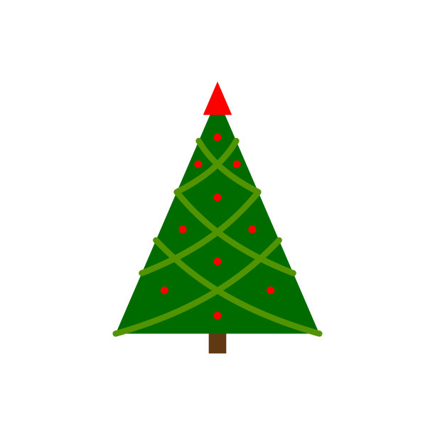 圣诞树新年冬季平向量图标图片下载