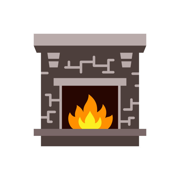 壁炉火圣诞单色矢量图标图片下载