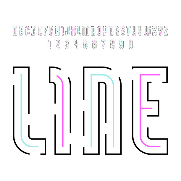 线条的字母表，简单的字体，未来的字母和数字图片下载