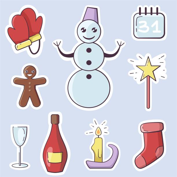 收集圣诞贴纸和图标图片下载