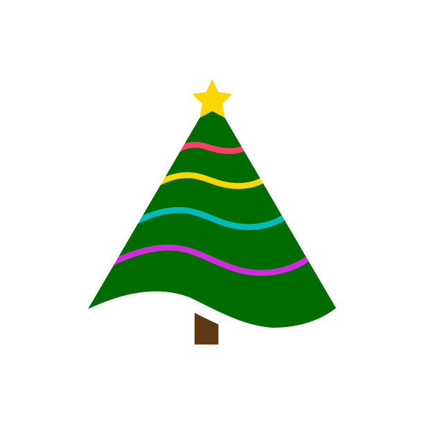 圣诞树新年冬季平向量图标图片下载