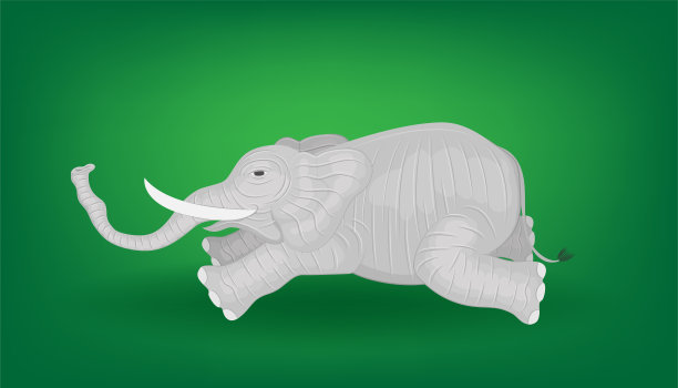 最小的大象蹲为尊重和乘客乘坐旅行侧视图。矢量插图eps10素材图片