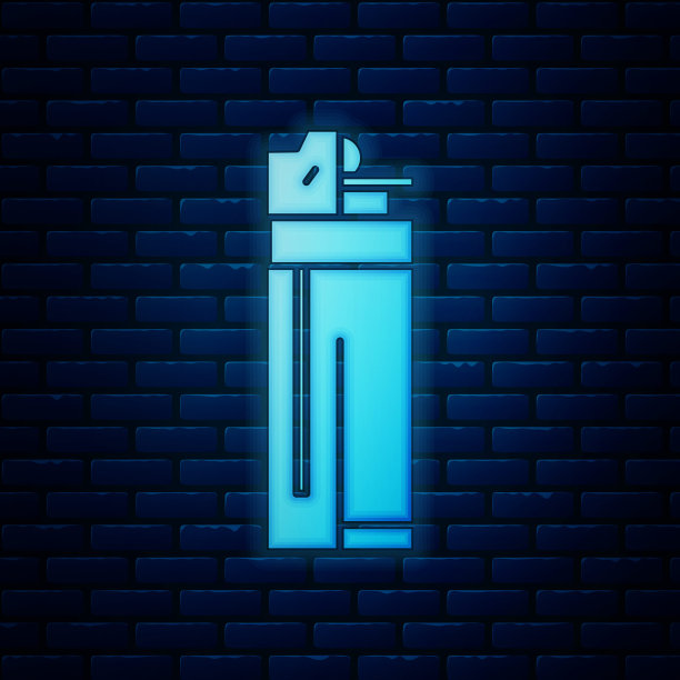 发光的霓虹灯图标孤立在砖墙的背景。矢量图图片下载