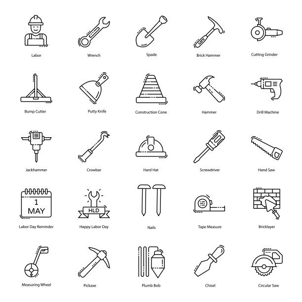 在线条风格的劳动节向量图片下载