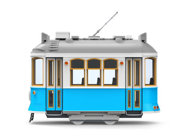 老式电车卡通的一面图片下载