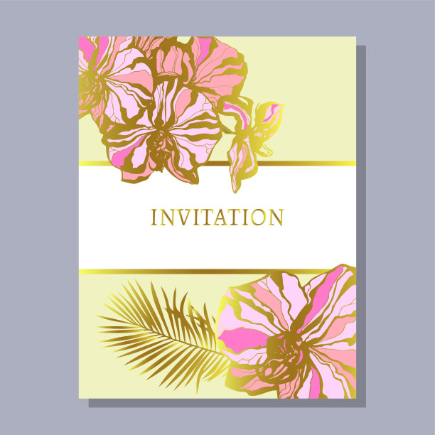 贺卡模板设计与兰花和民族装饰，异国情调的花卉设计横幅，传单，邀请，海报，网站或贺卡。矢量图图片下载