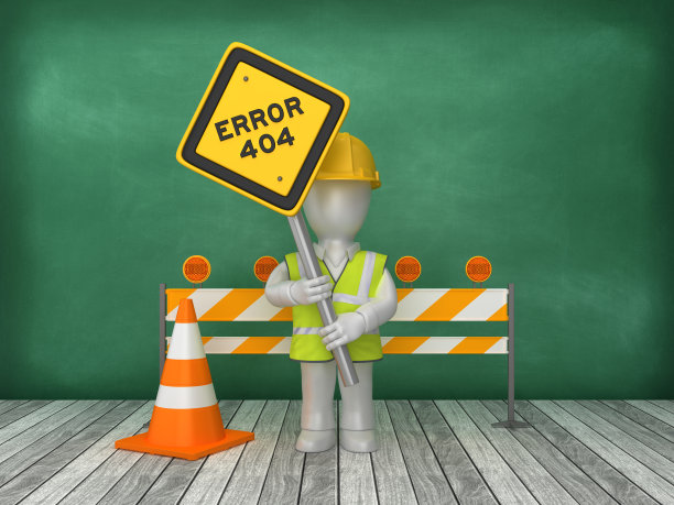 错误404道路标志施工现场的黑板背景- 3D渲染图片下载