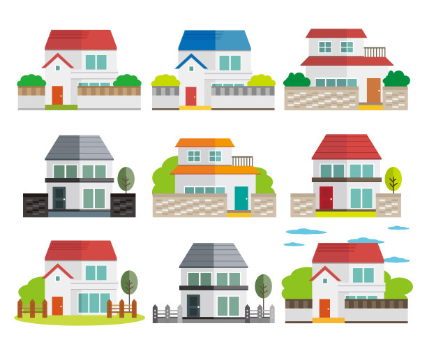 住宅的插图。房子illustration.simple。图标集。图片下载