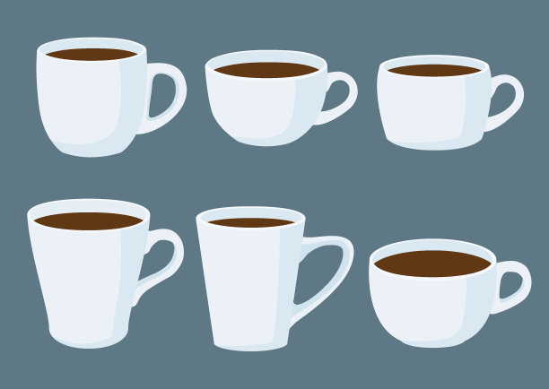 咖啡杯灰色背景上的白色插图向量图片下载