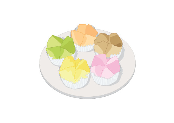 甜点泰国米粉松饼在盘子或中国新年蛋糕或年糕，年糕是一种食物准备糯米和消费在中国菜。在白色背景矢量插图图片下载