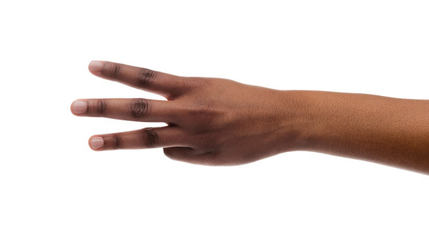 女性的手是3号，手指在白色背景上图片下载