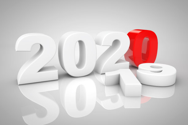 新年2020 3d标志。3d渲染图片下载