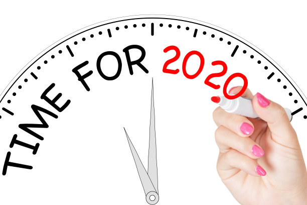 女性手写时间2020消息与红色记号笔透明擦板。3d渲染图片下载