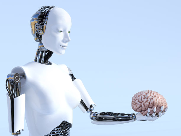 女性机器人人工智能概念的三维渲染。图片下载