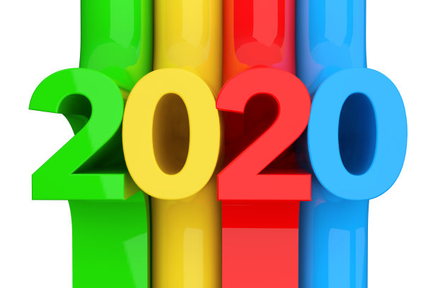 新的2020年标志。3d渲染图片下载