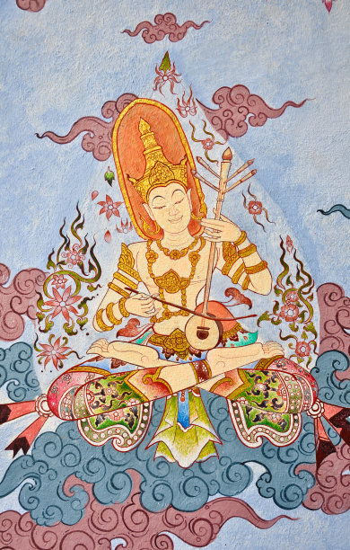 清迈达拉皮隆森林寺庙泰国本土风格的角画图片下载