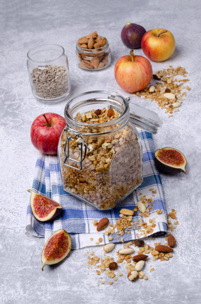 格兰诺拉麦片和水果图片下载