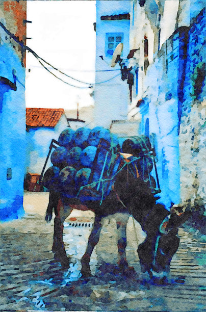 摩洛哥水彩画图片下载