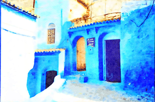 摩洛哥水彩画图片下载
