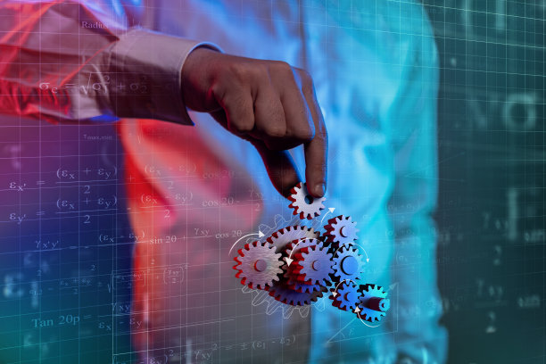 商人触摸机械齿轮库存照片图片下载