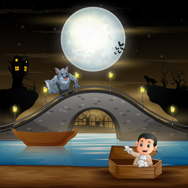 万圣节景观中的吸血鬼卡通图片下载