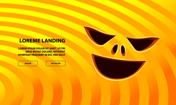 杰克南瓜滑稽的脸雕刻在橙色的背景。矢量万圣节背景登陆页面模板。图片下载