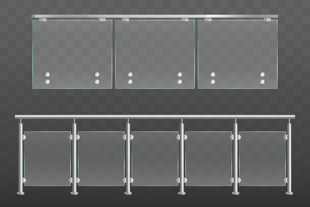 玻璃栏杆与金属扶手设置隔离图片下载