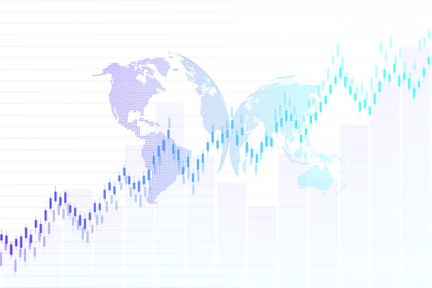 全球股票市场或外汇交易图形图形概念，用于金融投资或经济趋势的商业创意设计。全球金融背景。矢量插图。图片下载