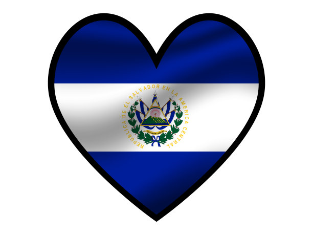 萨尔瓦多国旗里面有一颗大大的美丽的心。原始颜色和比例。矢量插图，世界各国从所有大陆和领土设置。在白色背景上隔离图片下载