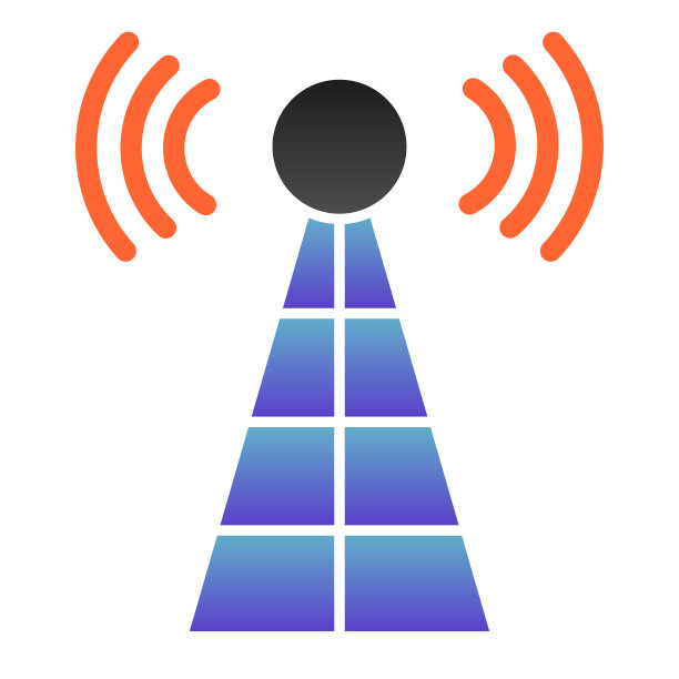 天线与信号平面图标。电台塔颜色图标在时尚的平面风格。雷达渐变风格设计，为网页和应用设计。Eps 10。图片下载