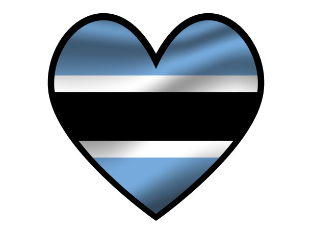 博茨瓦纳国旗里面有一颗大大的美丽的心。原始颜色和比例。矢量插图，世界各国从所有大陆和领土设置。在白色背景上隔离图片下载