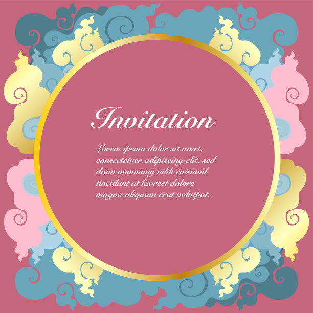 矢量邀请卡模板，背景和框架边框。泰国艺术风格的花卉复古插画设计图片下载