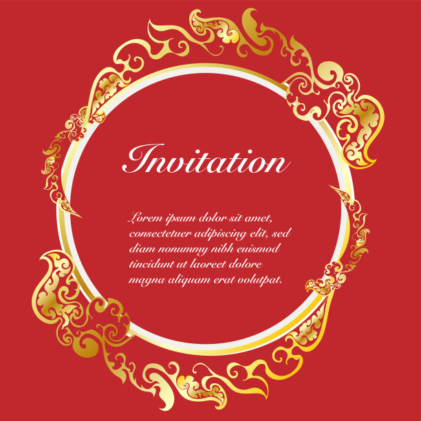 矢量邀请卡模板，背景和框架边框。泰国艺术风格的花卉复古插画设计图片下载