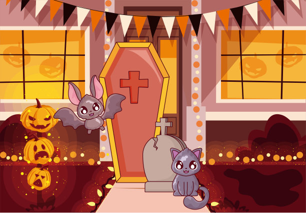 房子装饰为万圣节庆祝图片下载