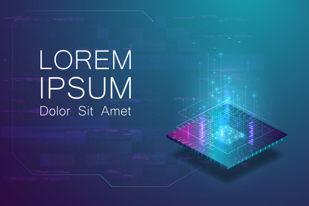 带有灯光效果背景的计算机微芯片图片下载