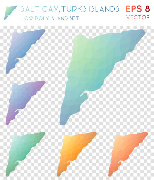 盐礁、土耳其群岛几何多边形地图、马赛克风格岛屿收藏。图片下载