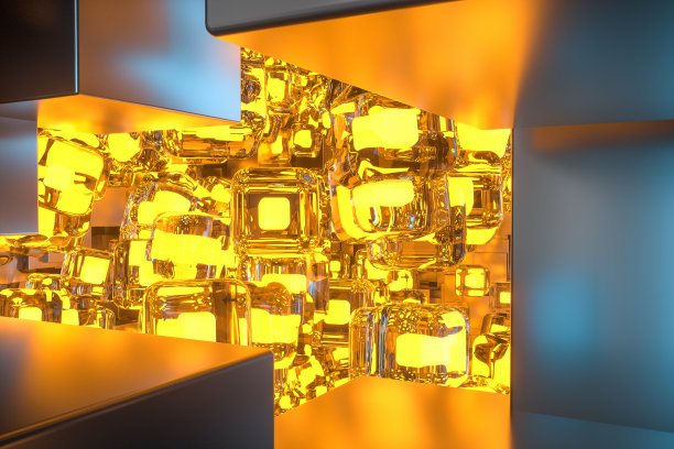 房间由立方体组成，在三维空间中，三维渲染。图片下载