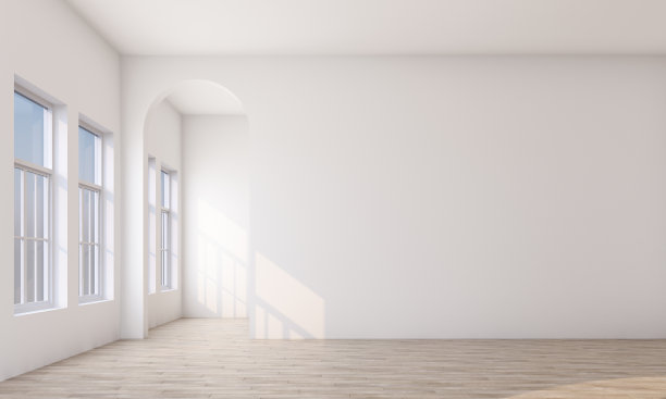 孟菲斯室内风格的生活区与彩色的墙壁装饰。三维渲染图片下载