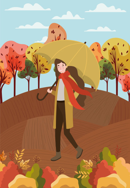 营地里身穿秋装、手持雨伞的男子图片下载