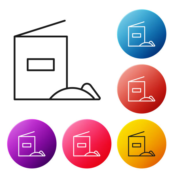 黑线面粉包图标孤立在白色背景上。设置彩色圆形按钮图标。矢量图图片下载